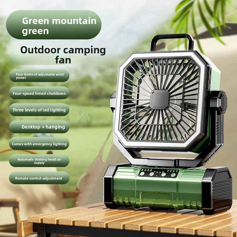 USB Camping Fan With LED Light And Rechargeable Battery