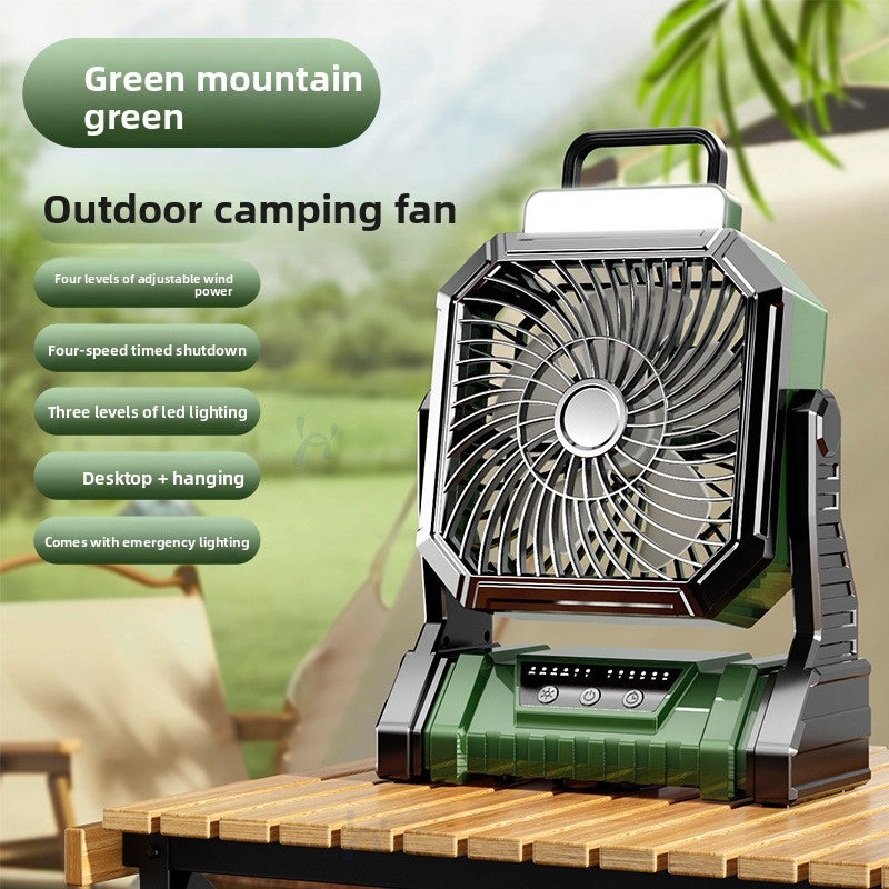 USB Camping Fan With LED Light And Rechargeable Battery