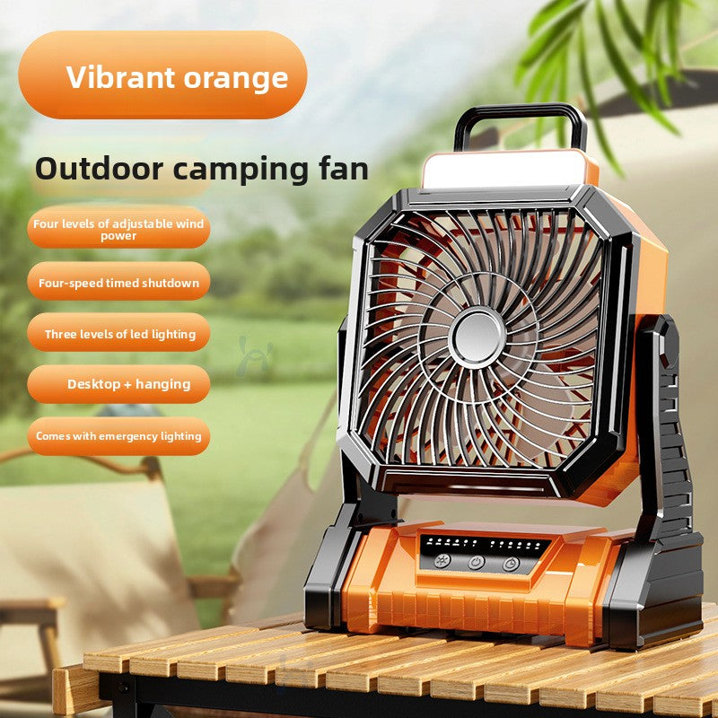USB Camping Fan With LED Light And Rechargeable Battery